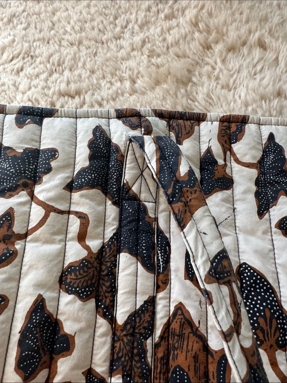 Ulla Johnson Quilted Floral Tote in Cream, Black & Brown